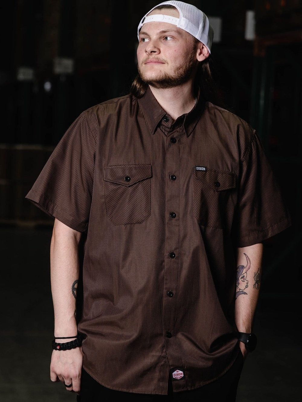 DIXXON WorkForce Short Sleeve Work Shirt - Brown & Black - Size M